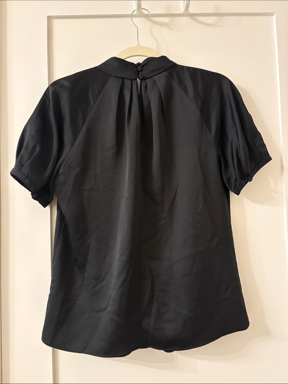 J. Crew Black Short-Sleeve Pleated Front Top - Picture 3 of 3